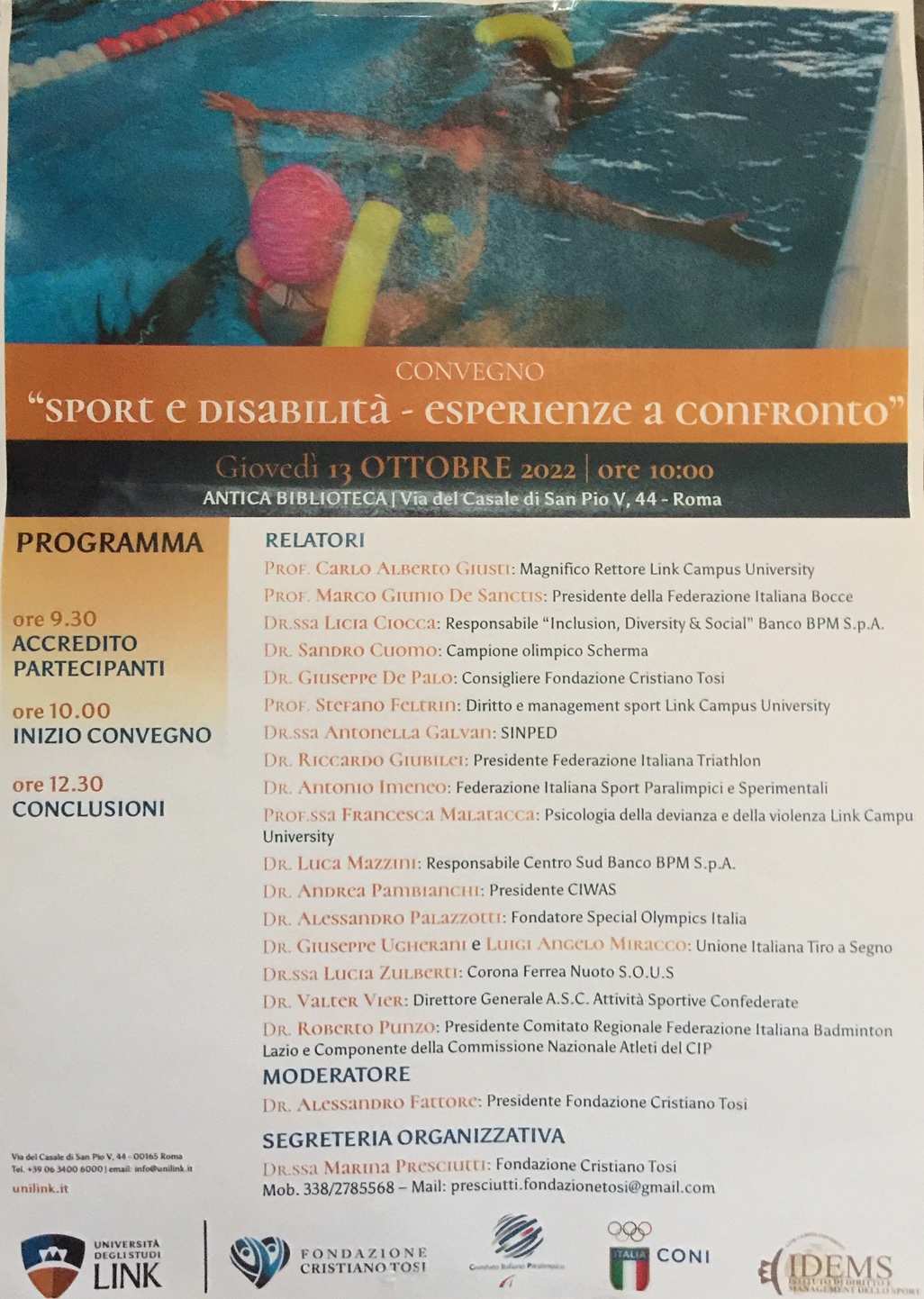 Convegno Sport e disabilità programma